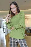 Conrad Batwing Ruffle Cuff Knit Olive 